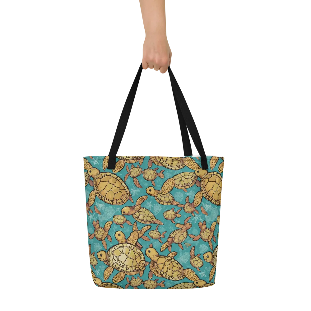 Tidal Tortoises on Large Tote Bag W/ Pocket — Front