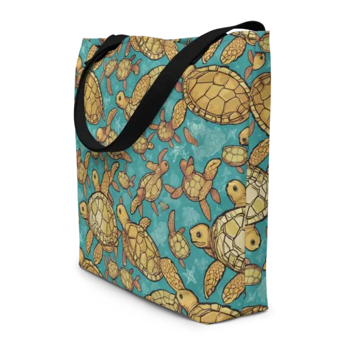 Tidal Tortoises on a Large Tote Bag W/ Pocket