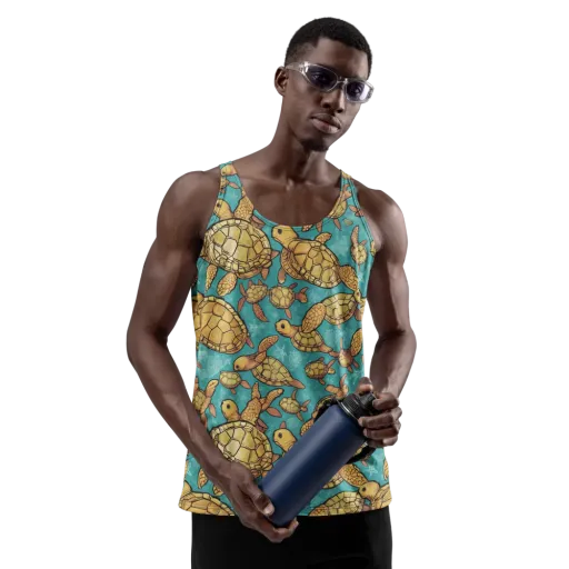 Tidal Tortoises on a Men's Tank Top