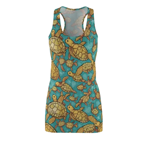 Tidal Tortoises on a Racerback Dress
