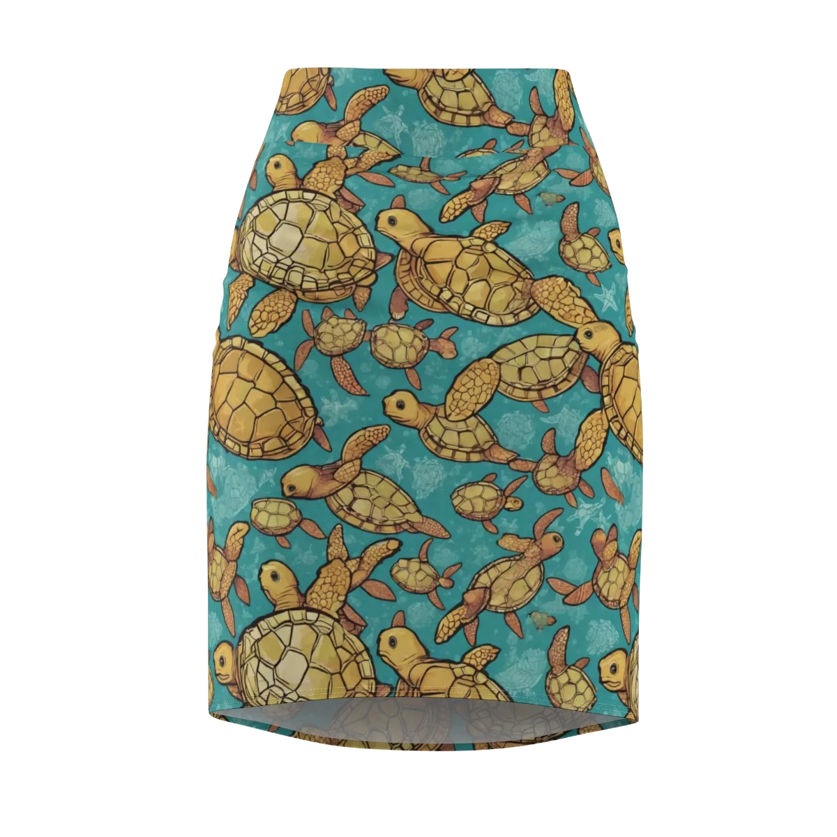 Tidal Tortoises on Pencil Skirt — Front