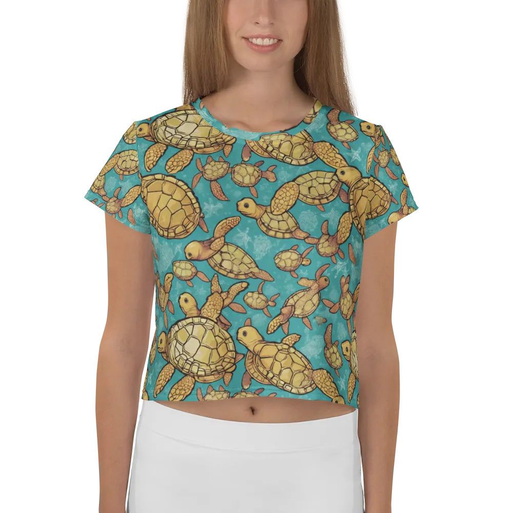 Tidal Tortoises on Crop Tee — Front