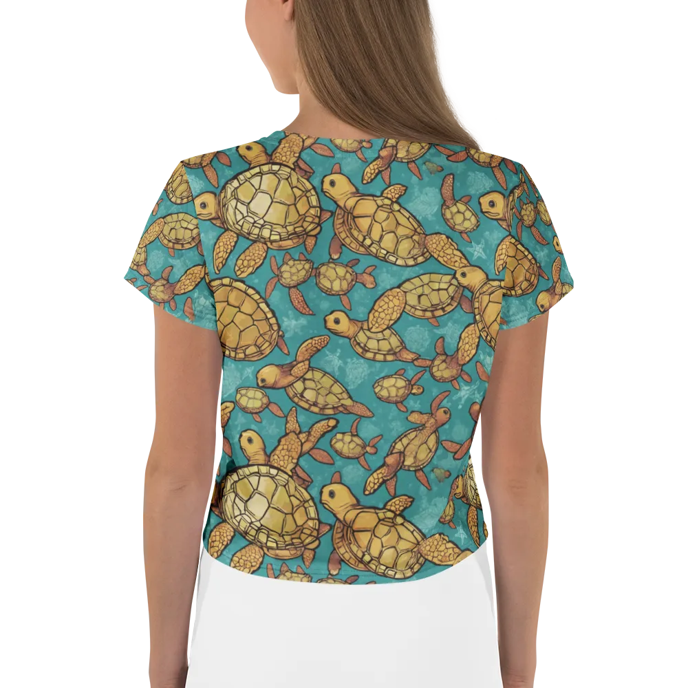 Tidal Tortoises on Crop Tee — Back
