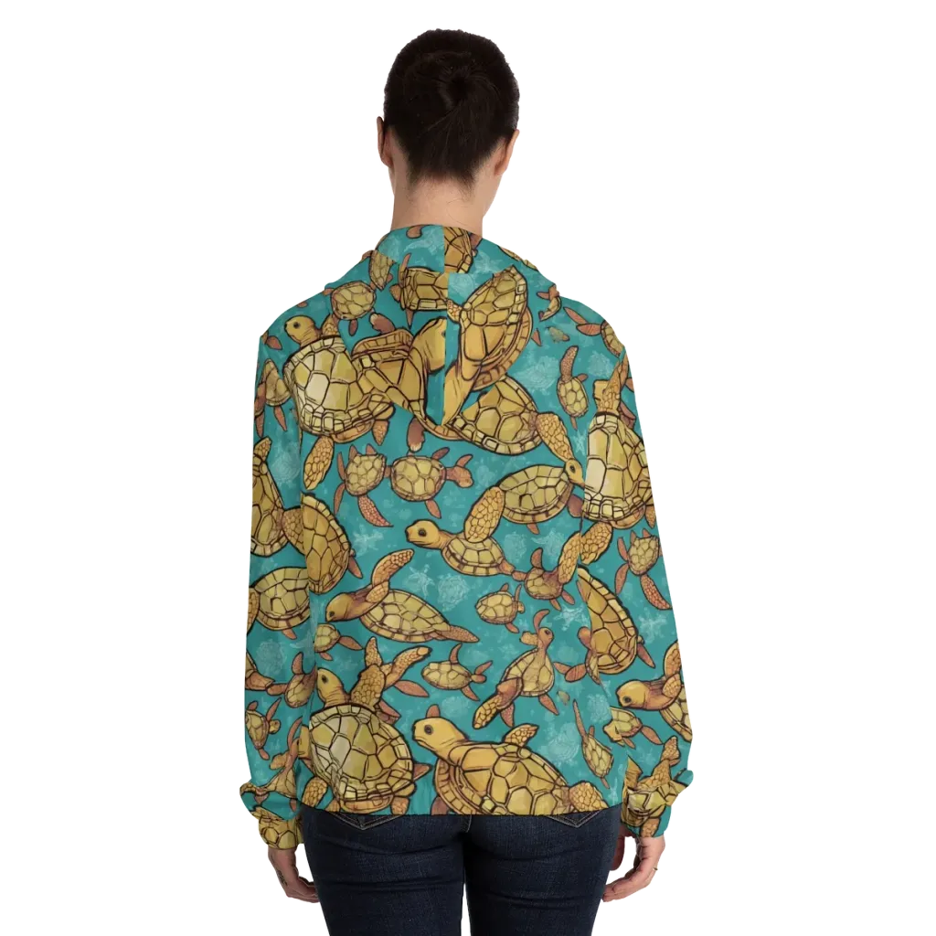 Tidal Tortoises on Women's Full-Zip Hoodie — Back On Person