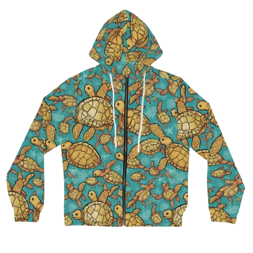 Tidal Tortoises on a Women's Full-Zip Hoodie