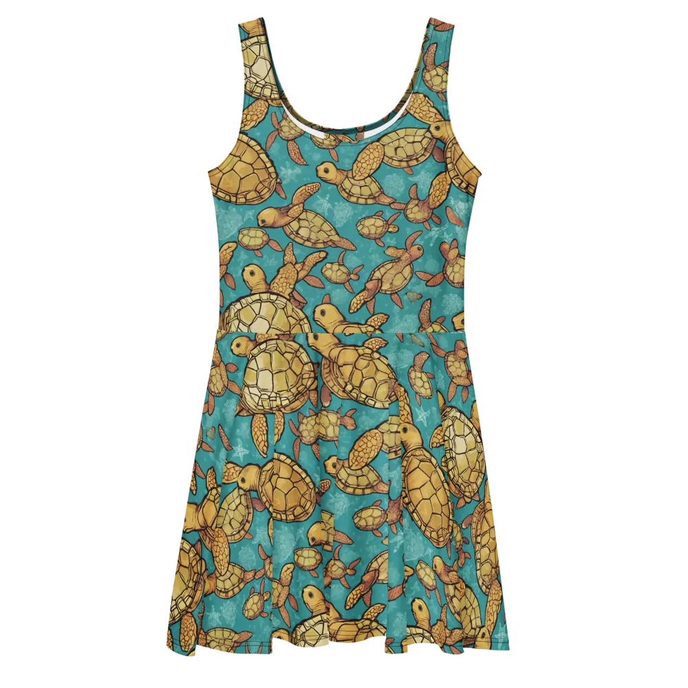 Tidal Tortoises on Skater Dress — Front