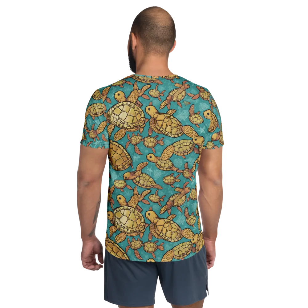 Tidal Tortoises on Men's Athletic T-Shirt — Back