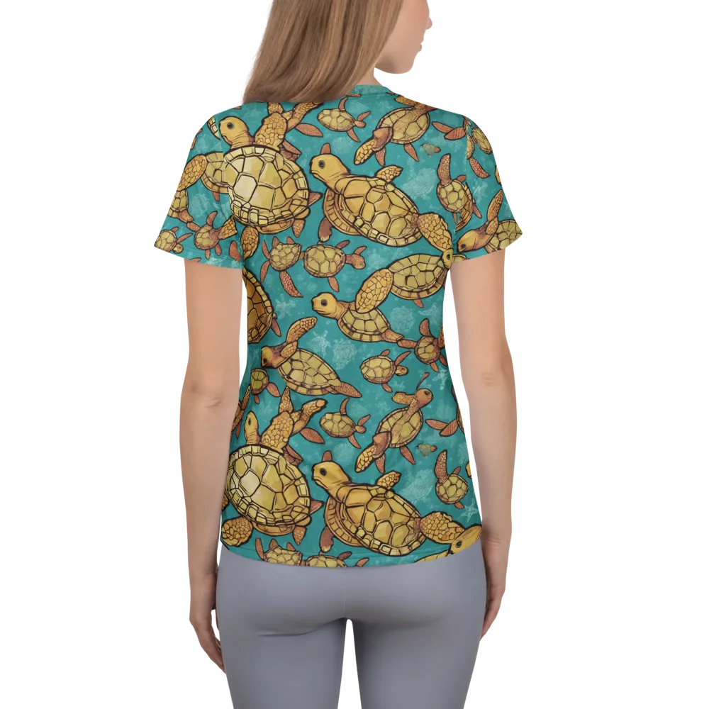 Tidal Tortoises on Women's Athletic T-Shirt — Back