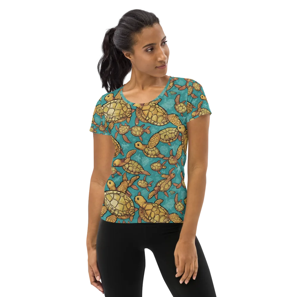 Tidal Tortoises on Women's Athletic T-Shirt — Front