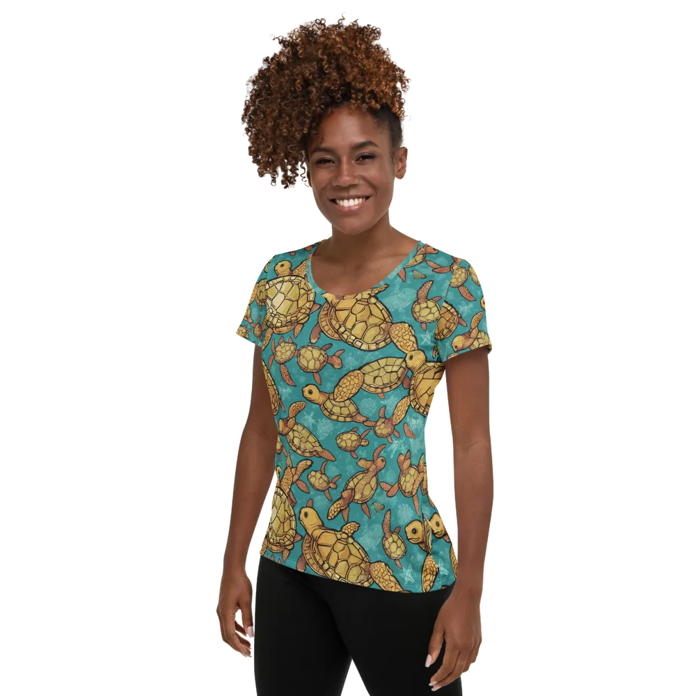 Tidal Tortoises on Women's Athletic T-Shirt — Left