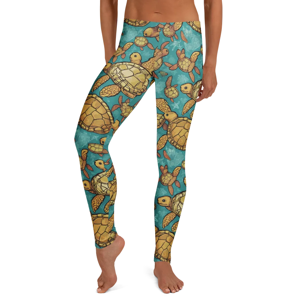 Tidal Tortoises on Leggings — Front