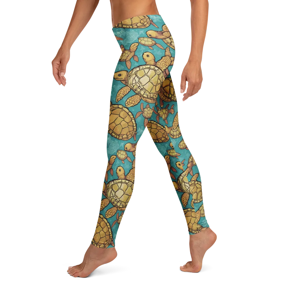 Tidal Tortoises on Leggings — Left