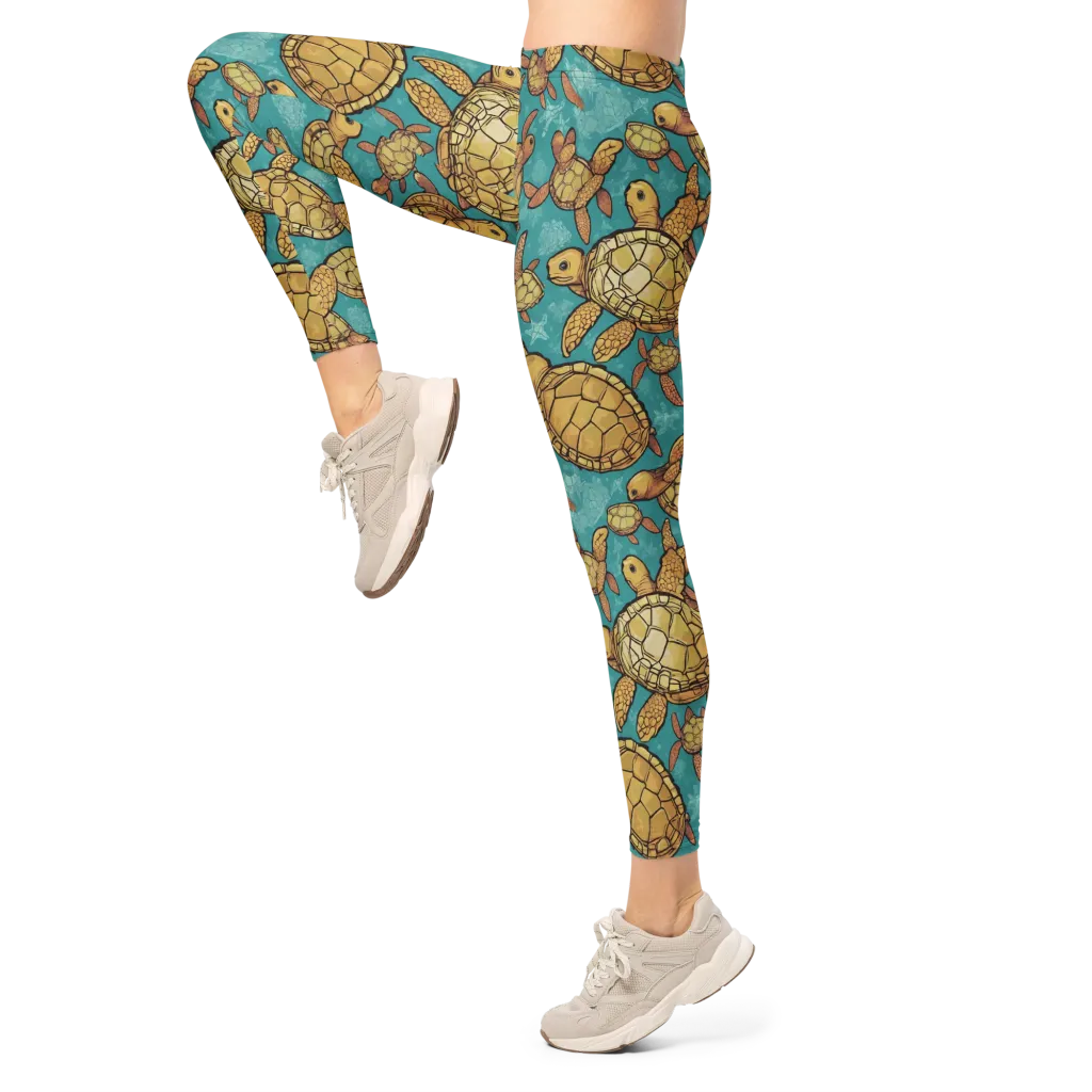 Tidal Tortoises on Leggings — Left