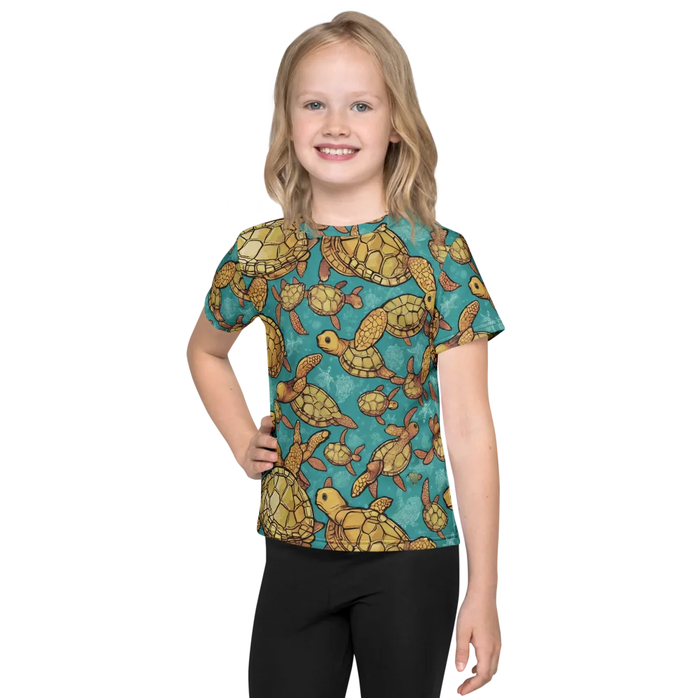 Tidal Tortoises on Kids Crew Neck T-Shirt — Front