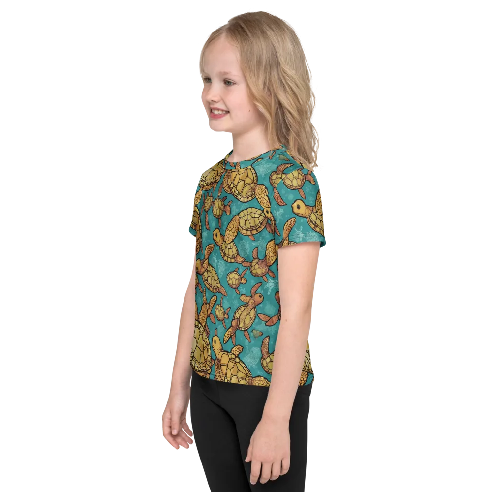 Tidal Tortoises on Kids Crew Neck T-Shirt — Left