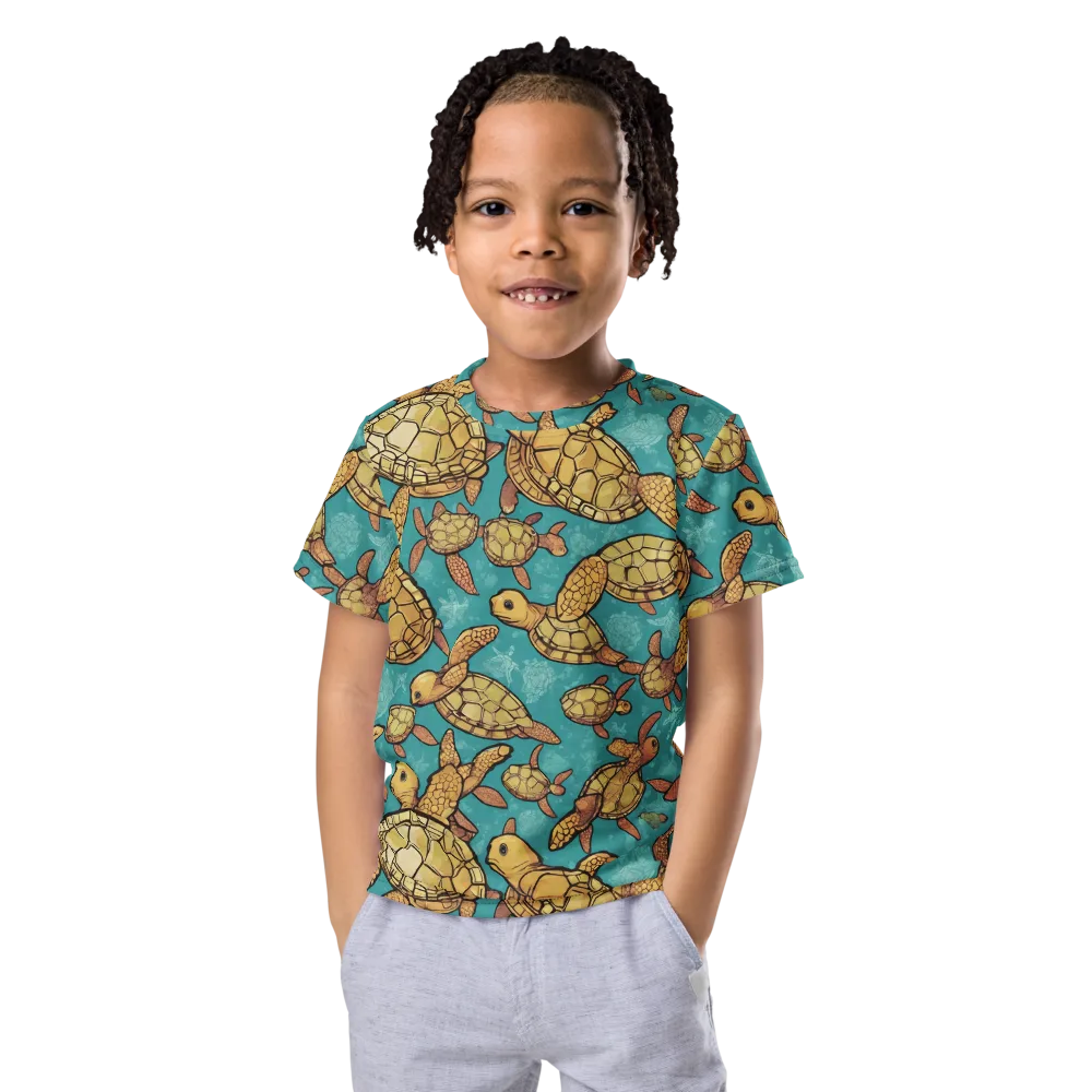 Tidal Tortoises on Kids Crew Neck T-Shirt — Front