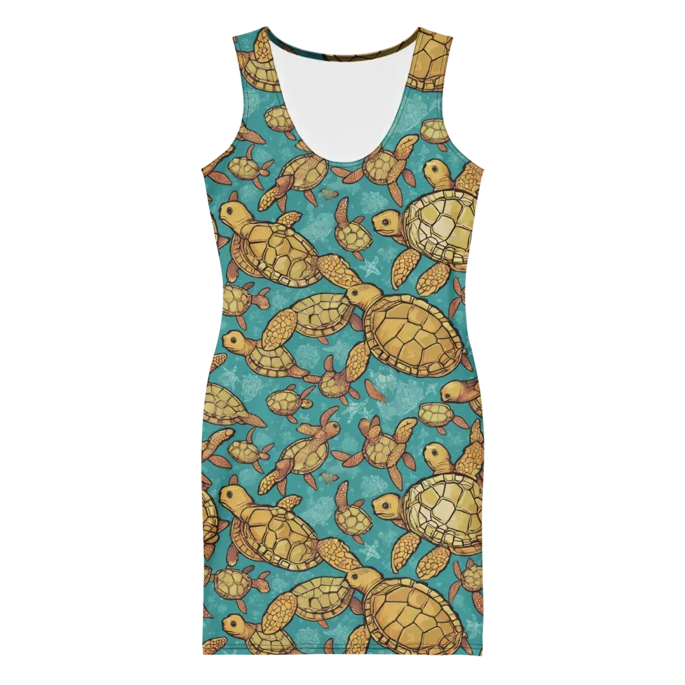 Tidal Tortoises on Bodycon Dress — Front