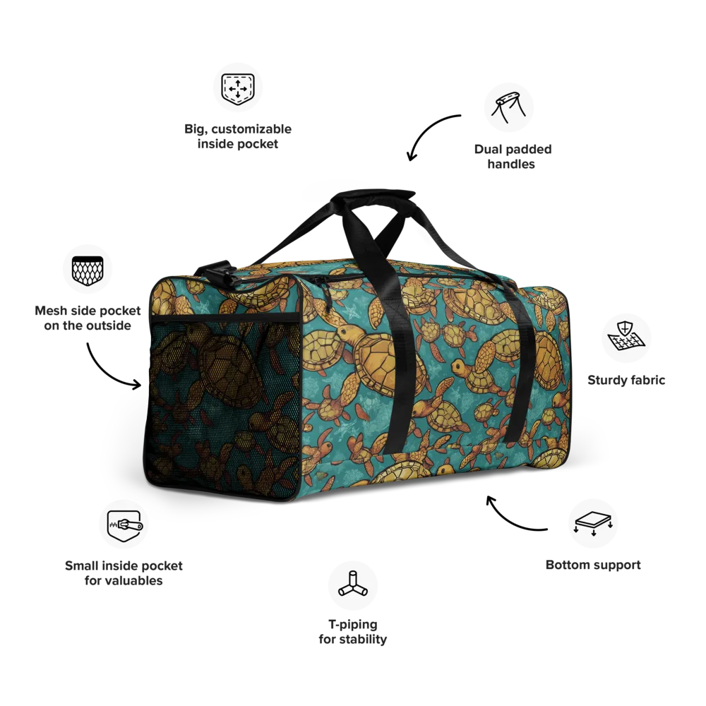 Tidal Tortoises on Duffle Bag — Right Front