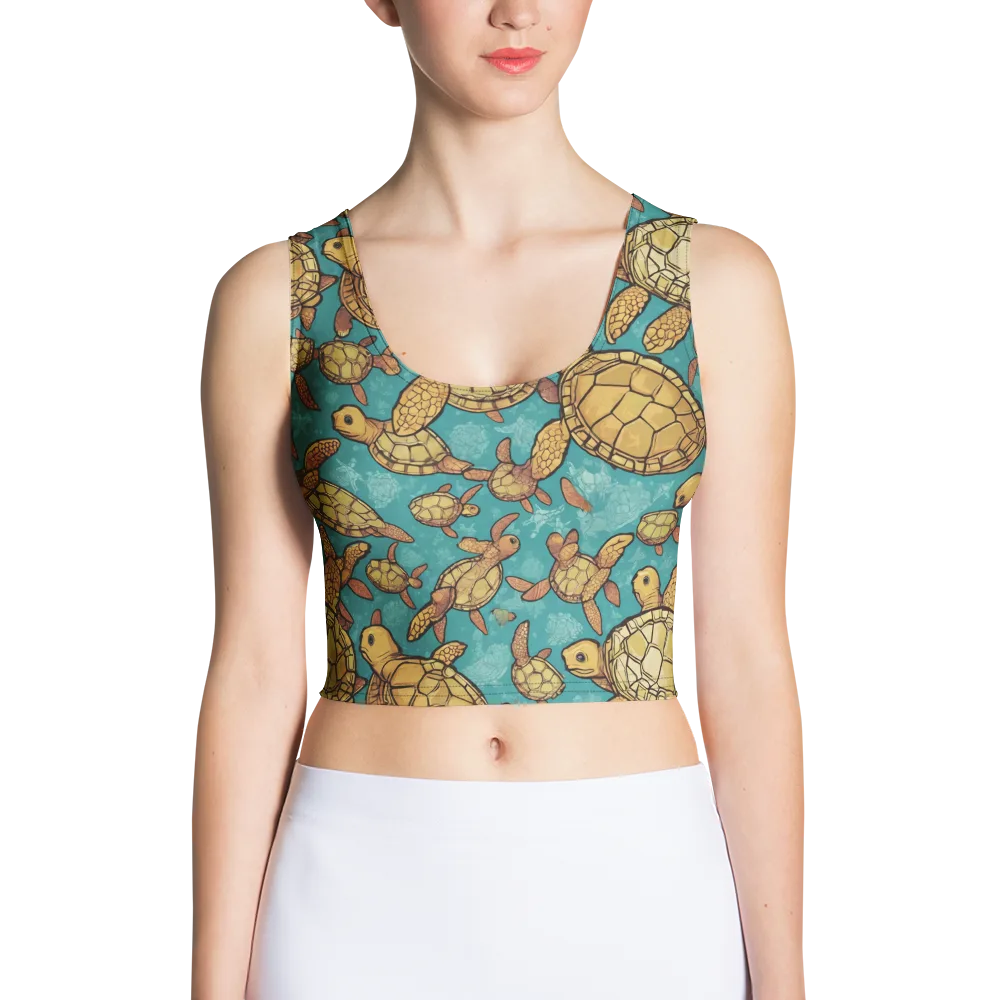 Tidal Tortoises on Crop Top — Front