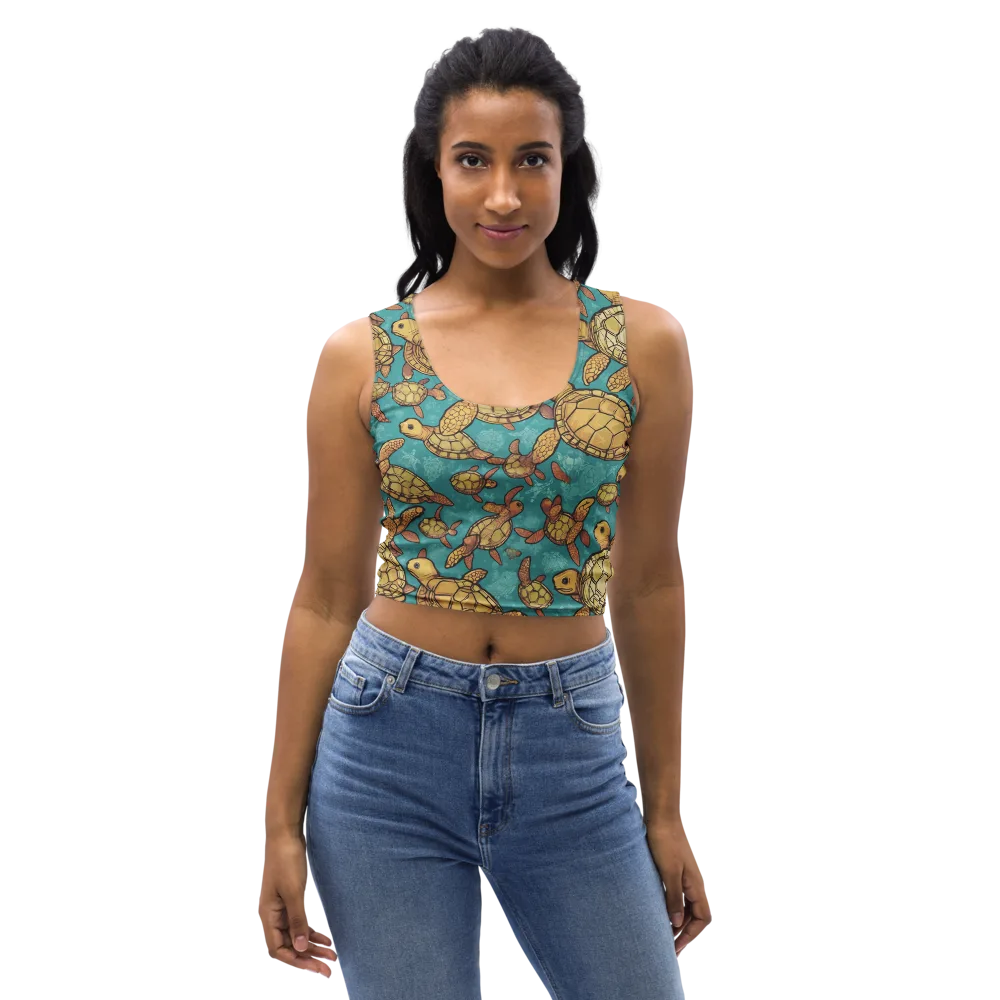 Tidal Tortoises on Crop Top — Front