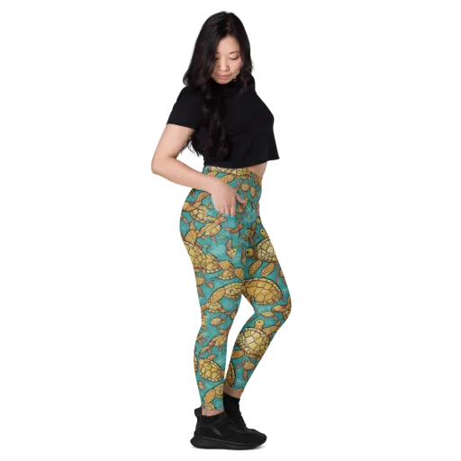 Tidal Tortoises on a Leggings with Pockets