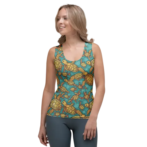 Tidal Tortoises on a Women's Tank Top