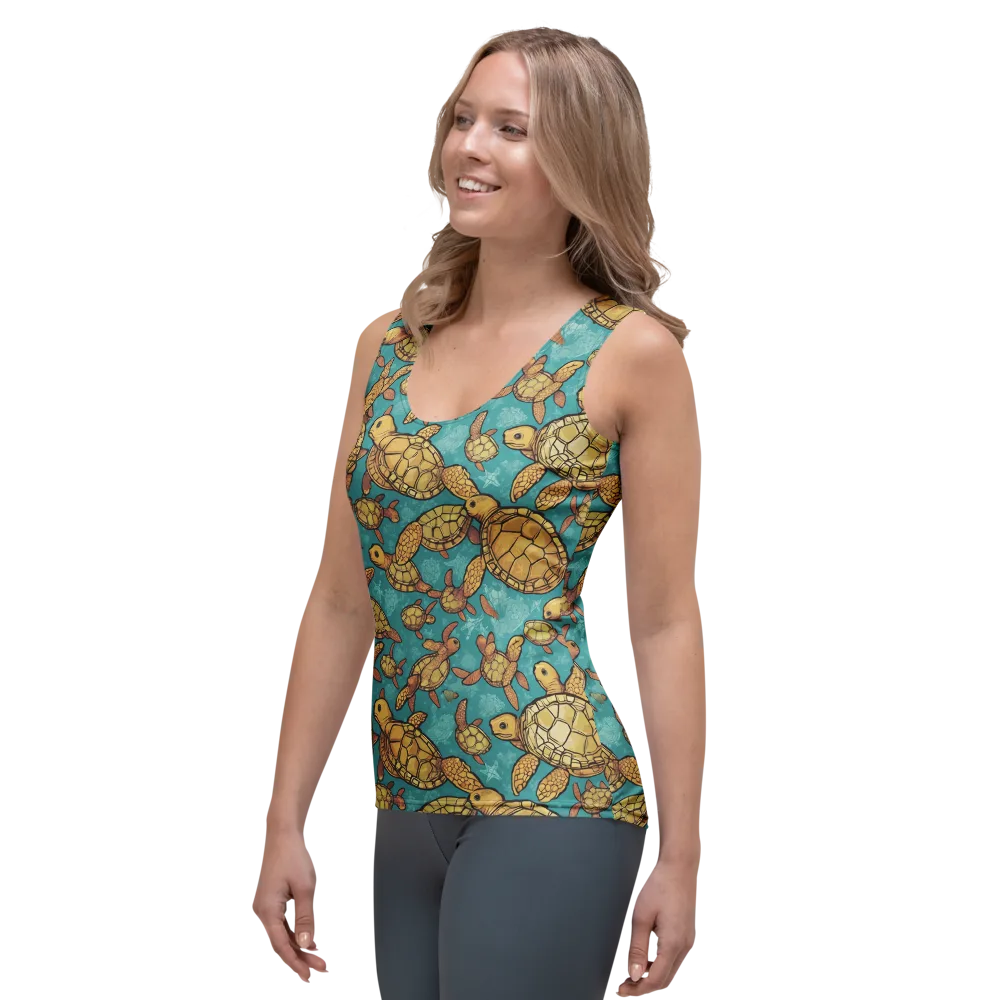 Tidal Tortoises on Women's Tank Top — Left Front
