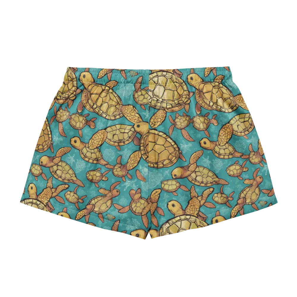 Tidal Tortoises on Women's Pajama Shorts — Back