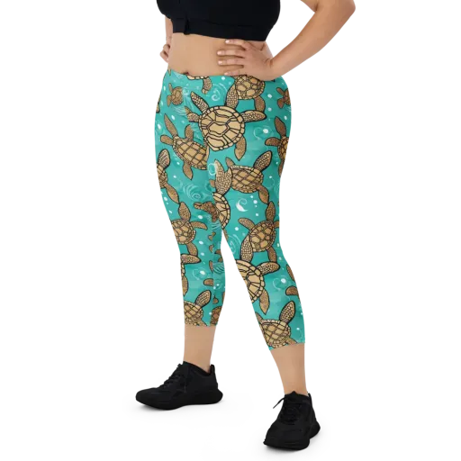 Turtle Tide on a Capri Leggings
