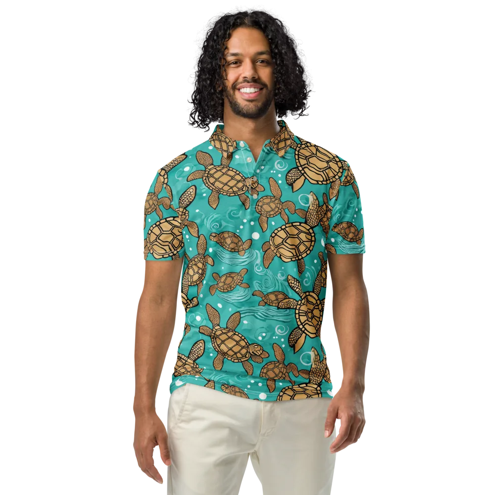 Turtle Tide on Men's Slim Fit Polo Shirt — Front