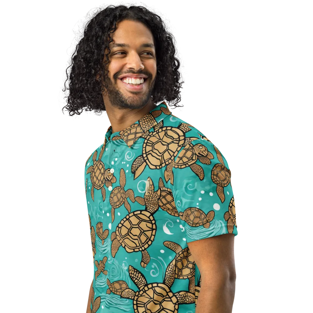Turtle Tide on Men's Slim Fit Polo Shirt — Left Front