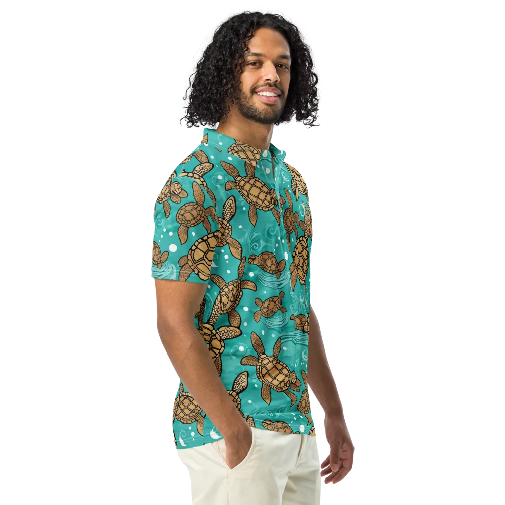 Turtle Tide on Men's Slim Fit Polo Shirt — Right Front