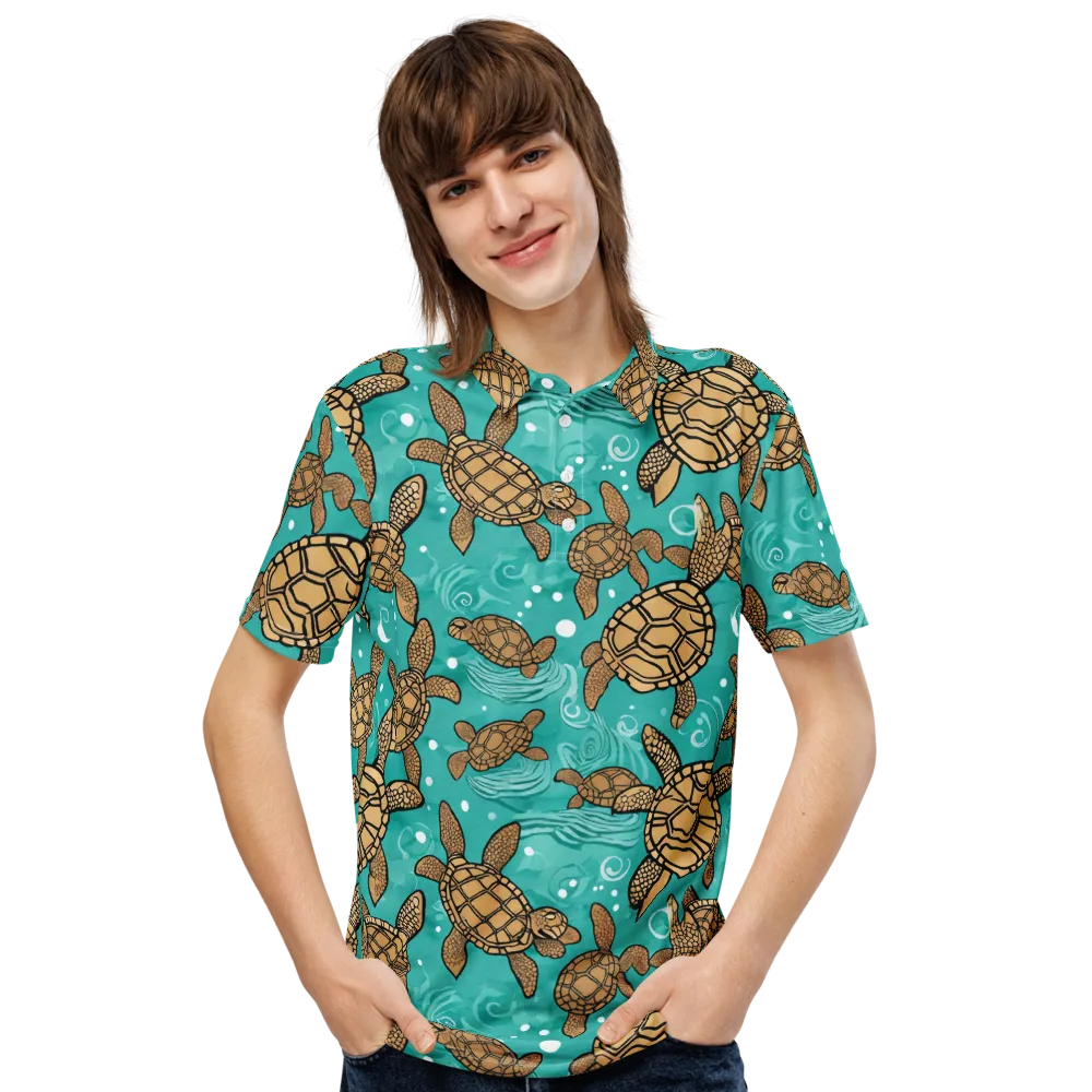 Turtle Tide on Men's Slim Fit Polo Shirt — Front