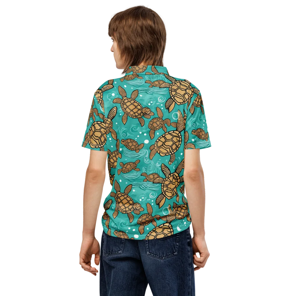 Turtle Tide on Men's Slim Fit Polo Shirt — Back