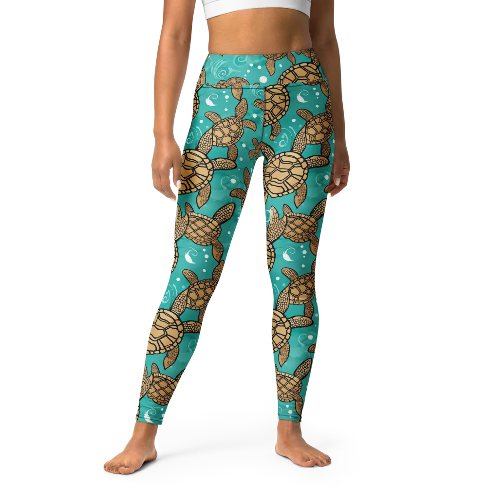 Turtle Tide on Yoga Leggings — Front