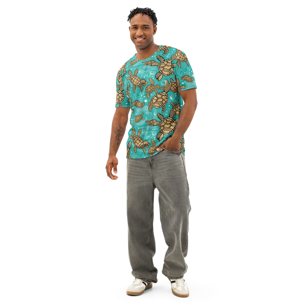 Turtle Tide on Men's Cotton Crew Neck T-Shirt — Front