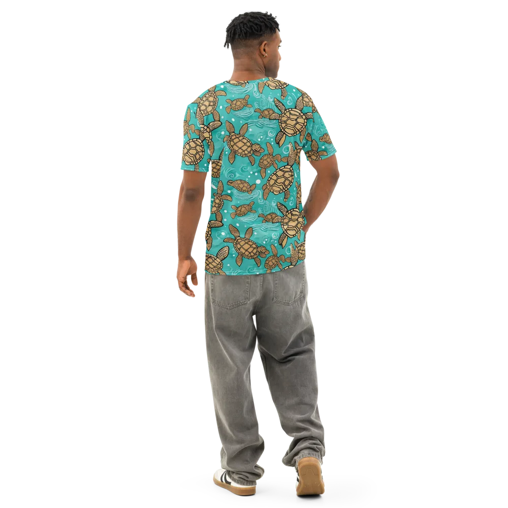 Turtle Tide on Men's Cotton Crew Neck T-Shirt — Back