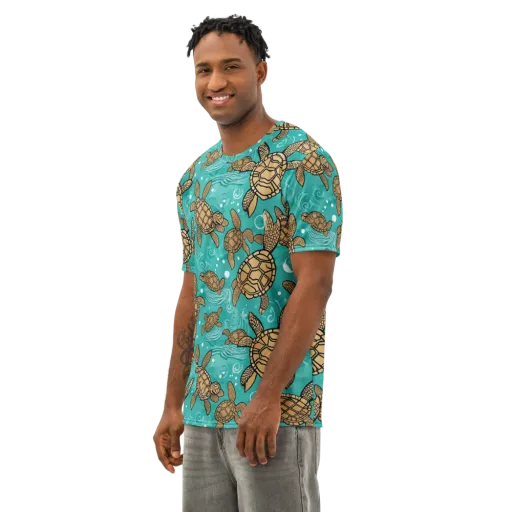Turtle Tide on a Men's Cotton Crew Neck T-Shirt