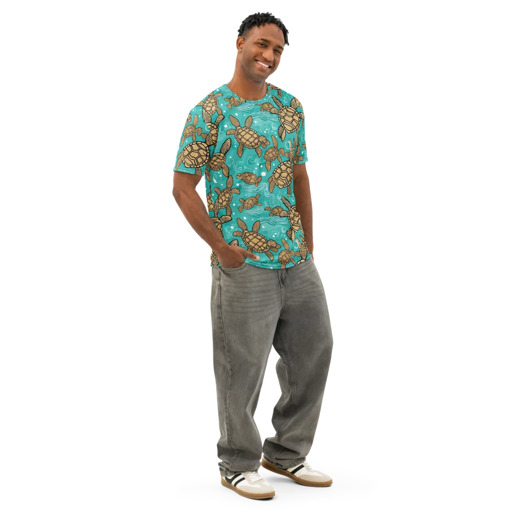 Turtle Tide on Men's Cotton Crew Neck T-Shirt — Right Front