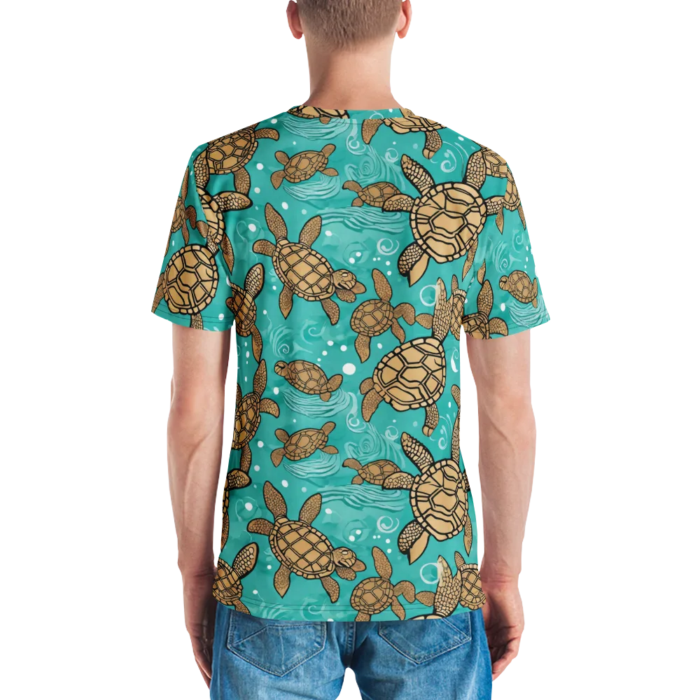 Turtle Tide on Men's Crew Neck T-Shirt — Back