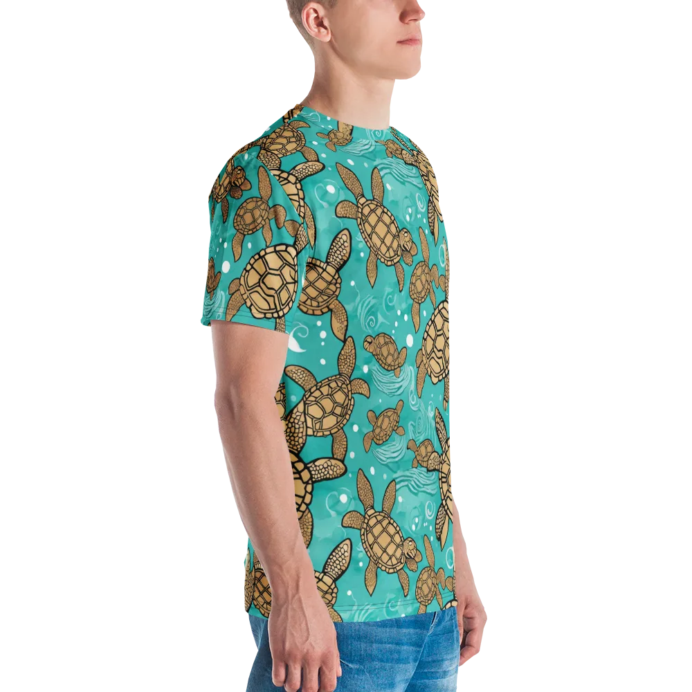 Turtle Tide on Men's Crew Neck T-Shirt — Right
