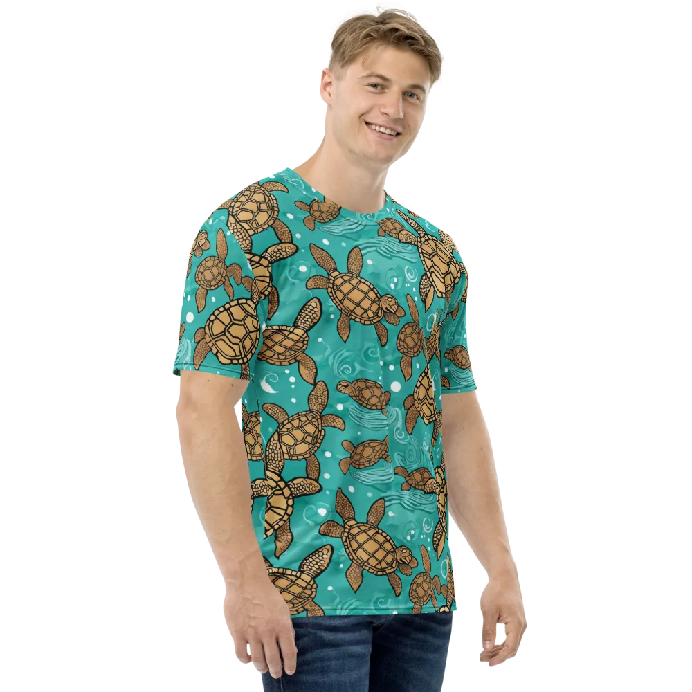 Turtle Tide on Men's Crew Neck T-Shirt — Right