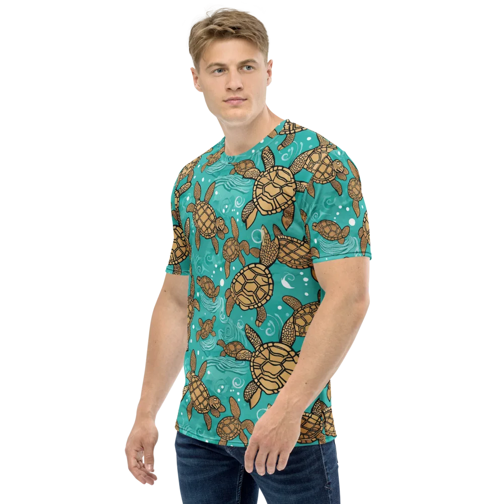 Turtle Tide on Men's Crew Neck T-Shirt — Left