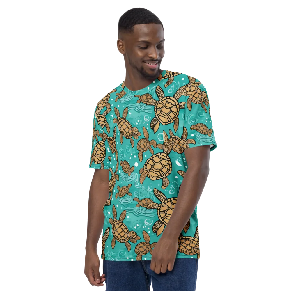 Turtle Tide on Men's Crew Neck T-Shirt — Left