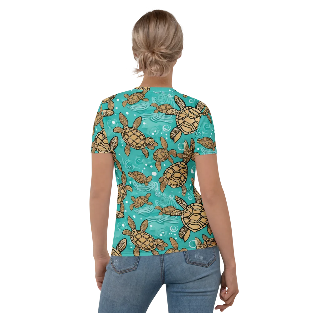 Turtle Tide on Women's Crew Neck T-Shirt — Back