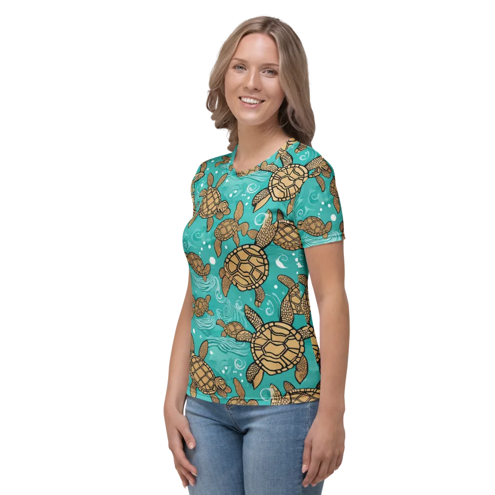 Turtle Tide on Women's Crew Neck T-Shirt — Left