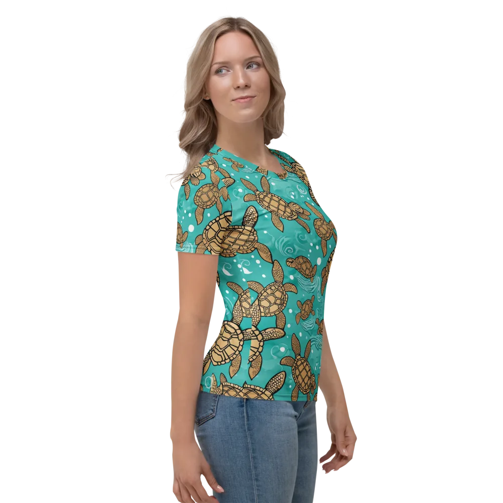 Turtle Tide on Women's Crew Neck T-Shirt — Right