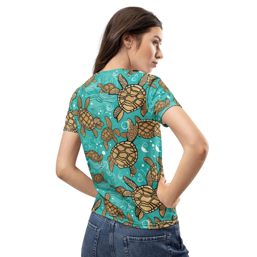 Turtle Tide on Women's Crew Neck T-Shirt — Back