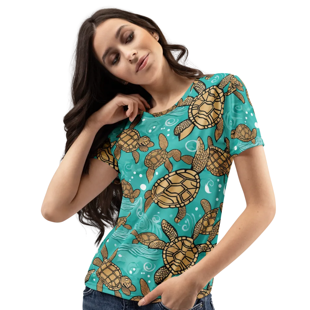 Turtle Tide on Women's Crew Neck T-Shirt — Left Front