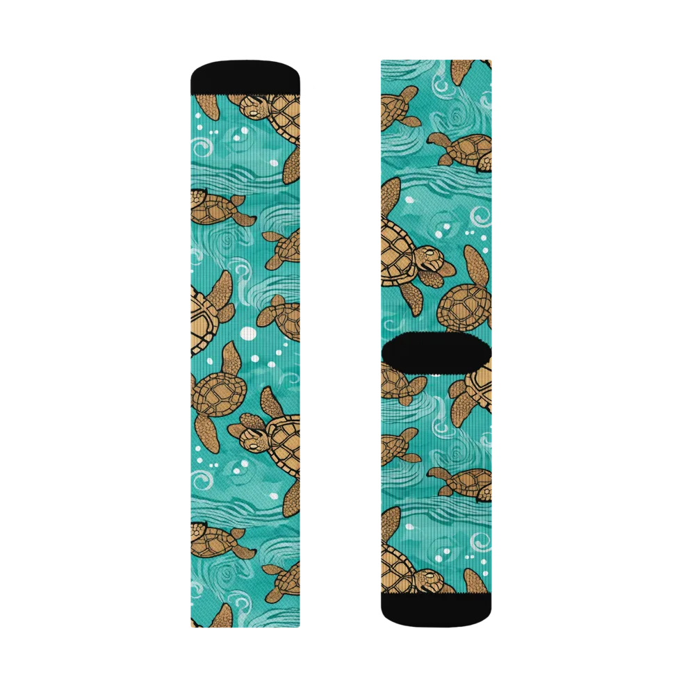 Turtle Tide on Socks — Right Sock